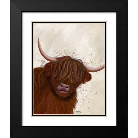Highland Cow 5, Portrait Black Modern Wood Framed Art Print with Double Matting by Fab Funky