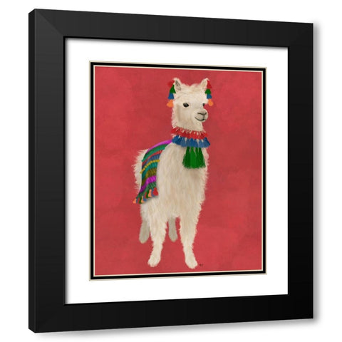 Llama Traditional 1, Full Black Modern Wood Framed Art Print with Double Matting by Fab Funky