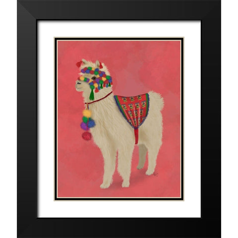 Llama Traditional 2, Full Black Modern Wood Framed Art Print with Double Matting by Fab Funky