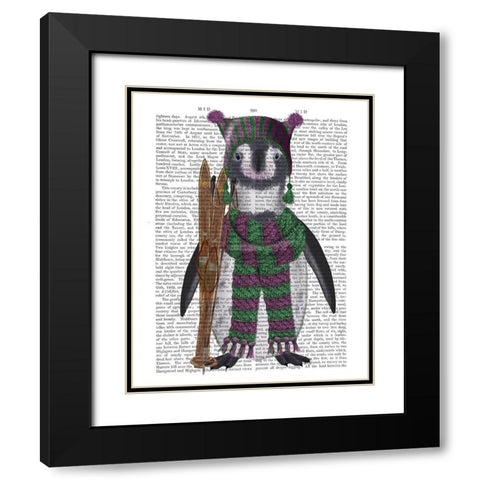 Penguin Skis Book Print Black Modern Wood Framed Art Print with Double Matting by Fab Funky