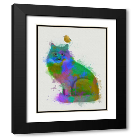 Cat Rainbow Splash 12 Black Modern Wood Framed Art Print with Double Matting by Fab Funky