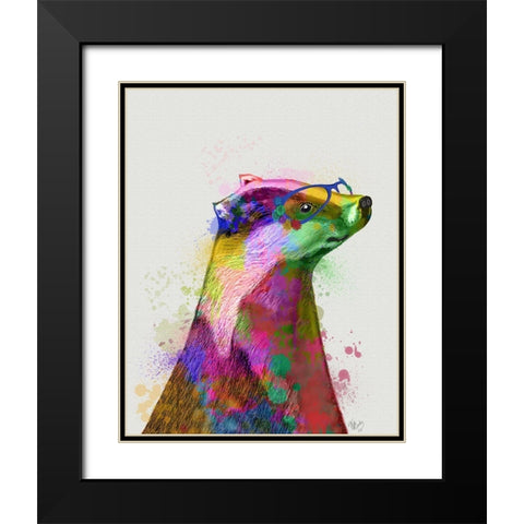 Badger Rainbow Splash 2 Black Modern Wood Framed Art Print with Double Matting by Fab Funky