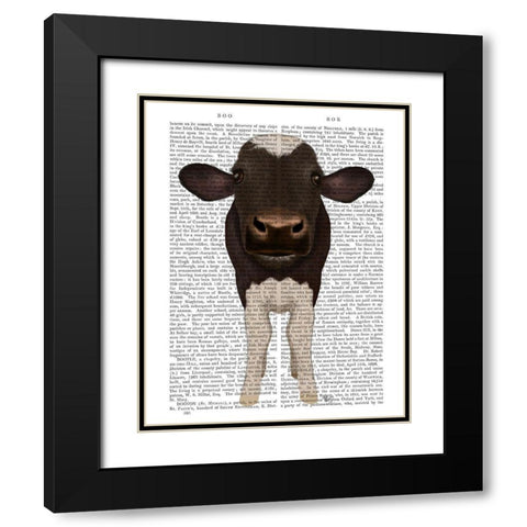 Nosey Cow 2 Book Print Black Modern Wood Framed Art Print with Double Matting by Fab Funky