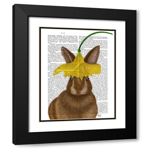 Daffodil Rabbit Book Print Black Modern Wood Framed Art Print with Double Matting by Fab Funky