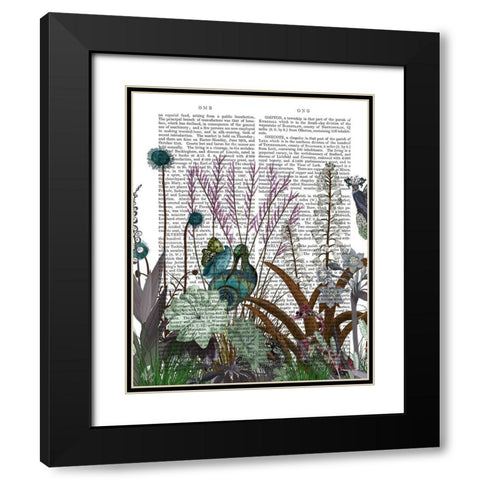 Wildflower Bloom, Snail Bird Book Print Black Modern Wood Framed Art Print with Double Matting by Fab Funky