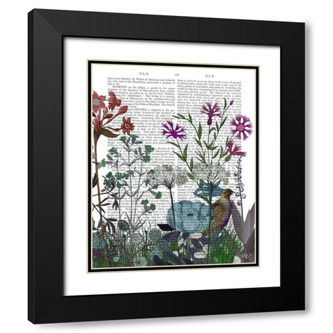 Wildflower Bloom, Partridge Book Print Black Modern Wood Framed Art Print with Double Matting by Fab Funky