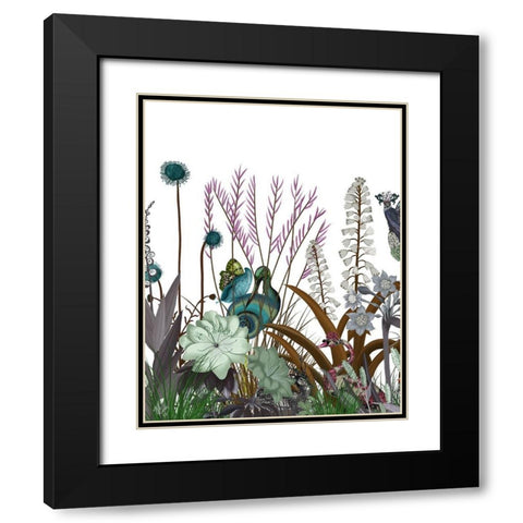 Wildflower Bloom, Snail Bird Black Modern Wood Framed Art Print with Double Matting by Fab Funky