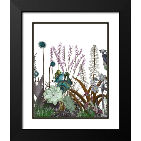 Wildflower Bloom, Snail Bird Black Modern Wood Framed Art Print with Double Matting by Fab Funky