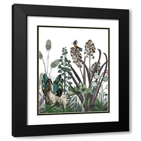 Wildflower Bloom, Horse Black Modern Wood Framed Art Print with Double Matting by Fab Funky