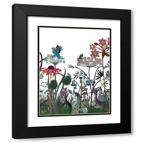 Wildflower Bloom, Rabbit Black Modern Wood Framed Art Print with Double Matting by Fab Funky
