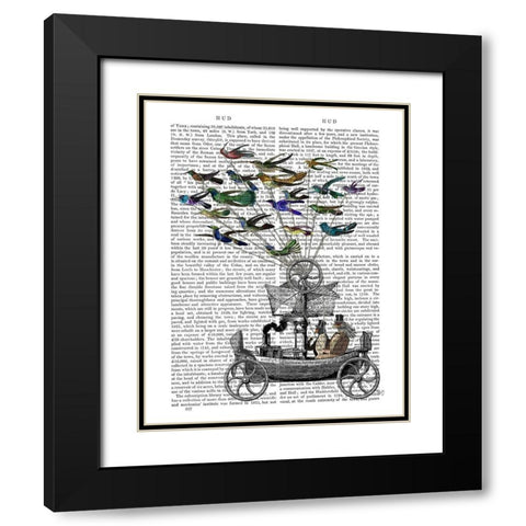 Bird Boat Book Print Black Modern Wood Framed Art Print with Double Matting by Fab Funky