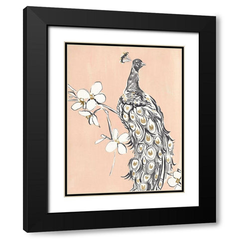Peacock in Gold I Black Modern Wood Framed Art Print with Double Matting by Warren, Annie
