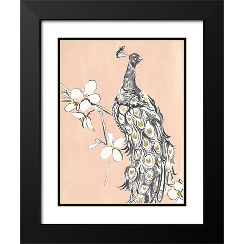 Peacock in Gold I Black Modern Wood Framed Art Print with Double Matting by Warren, Annie