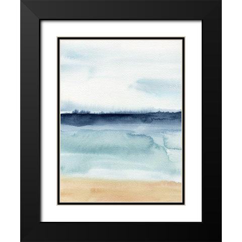Watercolor Ocean Horizon I Black Modern Wood Framed Art Print with Double Matting by Warren, Annie