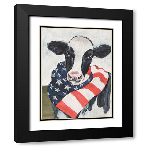 American Cow I Black Modern Wood Framed Art Print with Double Matting by Warren, Annie