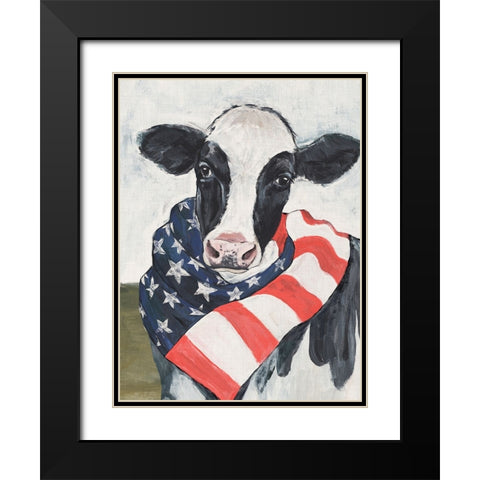 American Cow I Black Modern Wood Framed Art Print with Double Matting by Warren, Annie