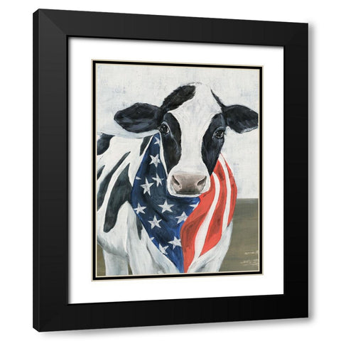 American Cow II Black Modern Wood Framed Art Print with Double Matting by Warren, Annie