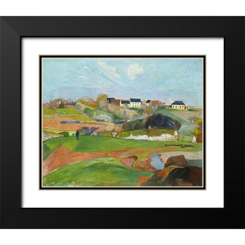Landscape at Le Pouldu Black Modern Wood Framed Art Print with Double Matting by Gauguin, Paul