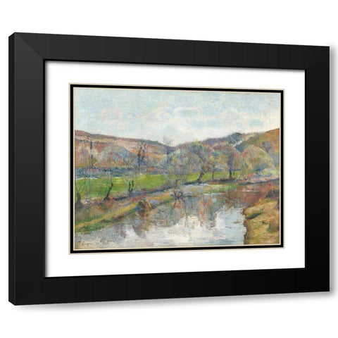 Brittany Landscape Black Modern Wood Framed Art Print with Double Matting by Gauguin, Paul