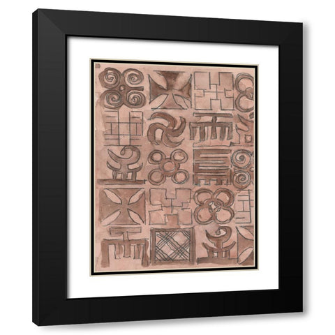 Adinkra Inspiration I Black Modern Wood Framed Art Print with Double Matting by Dixon, Samuel
