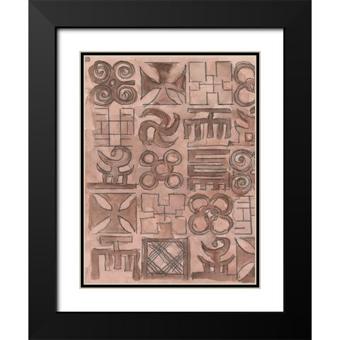 Adinkra Inspiration I Black Modern Wood Framed Art Print with Double Matting by Dixon, Samuel