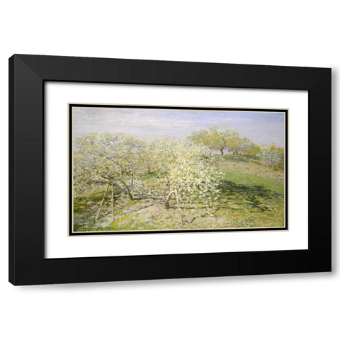 Fruit Trees in Bloom Black Modern Wood Framed Art Print with Double Matting by Monet, Claude