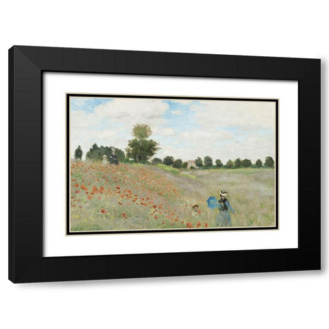 The Poppy Field near Argenteuil Black Modern Wood Framed Art Print with Double Matting by Monet, Claude