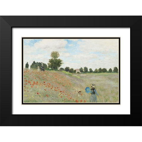 The Poppy Field near Argenteuil Black Modern Wood Framed Art Print with Double Matting by Monet, Claude