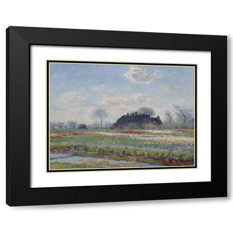Tulip Fields at Sassenheim Black Modern Wood Framed Art Print with Double Matting by Monet, Claude