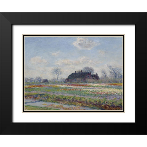 Tulip Fields at Sassenheim Black Modern Wood Framed Art Print with Double Matting by Monet, Claude