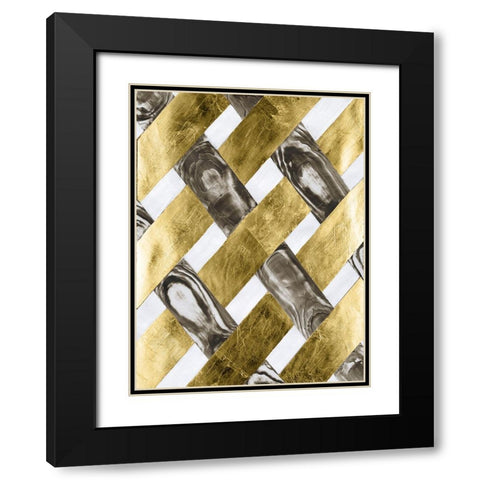 End Grain Weave II Black Modern Wood Framed Art Print with Double Matting by Lam, Vanna