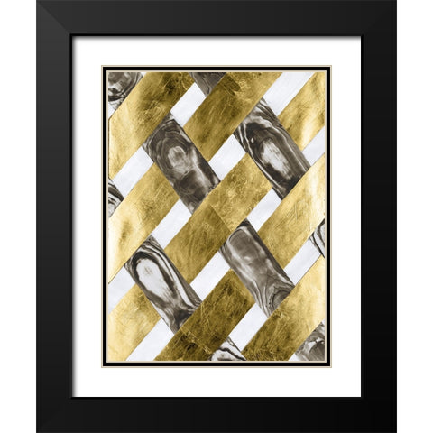 End Grain Weave II Black Modern Wood Framed Art Print with Double Matting by Lam, Vanna