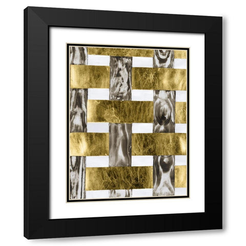 End Grain Weave III Black Modern Wood Framed Art Print with Double Matting by Lam, Vanna