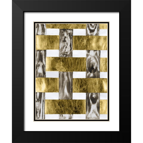 End Grain Weave III Black Modern Wood Framed Art Print with Double Matting by Lam, Vanna