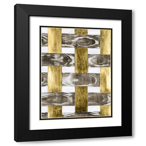 End Grain Weave IV Black Modern Wood Framed Art Print with Double Matting by Lam, Vanna
