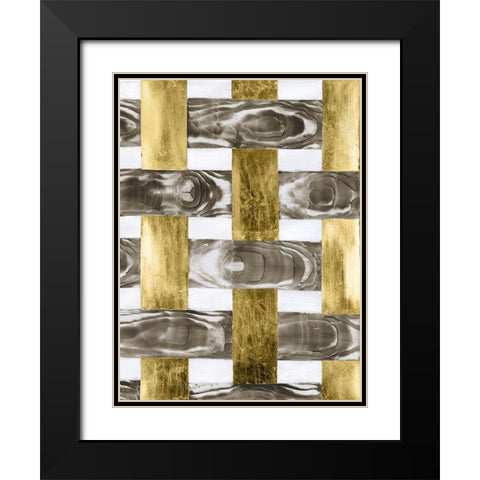 End Grain Weave IV Black Modern Wood Framed Art Print with Double Matting by Lam, Vanna