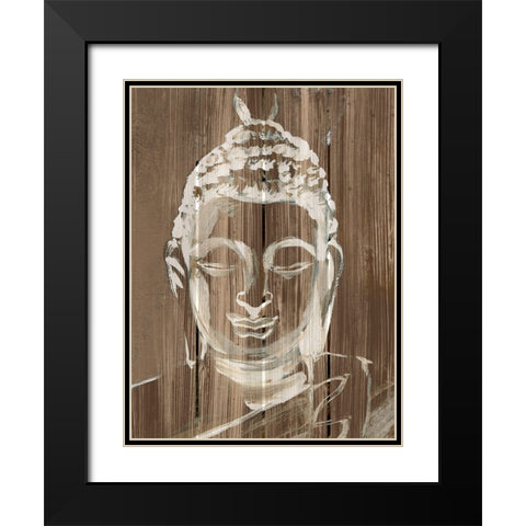 Buddha on Wood II Black Modern Wood Framed Art Print with Double Matting by Warren, Annie