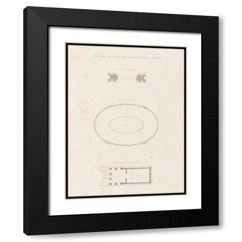 Antiquities of Pola, Ancient Blueprints I Black Modern Wood Framed Art Print with Double Matting by Unknown