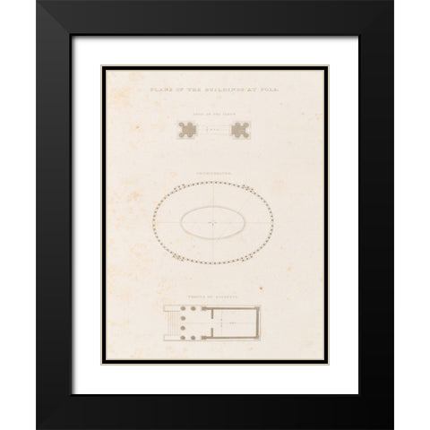 Antiquities of Pola, Ancient Blueprints I Black Modern Wood Framed Art Print with Double Matting by Unknown