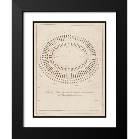 Antiquities of Pola, Ancient Blueprints III Black Modern Wood Framed Art Print with Double Matting by Unknown