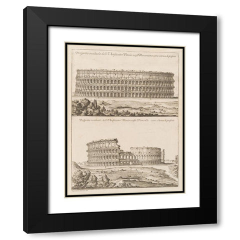 Antiquities of Pola, Ancient Blueprints IV Black Modern Wood Framed Art Print with Double Matting by Unknown