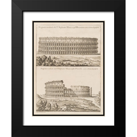 Antiquities of Pola, Ancient Blueprints IV Black Modern Wood Framed Art Print with Double Matting by Unknown