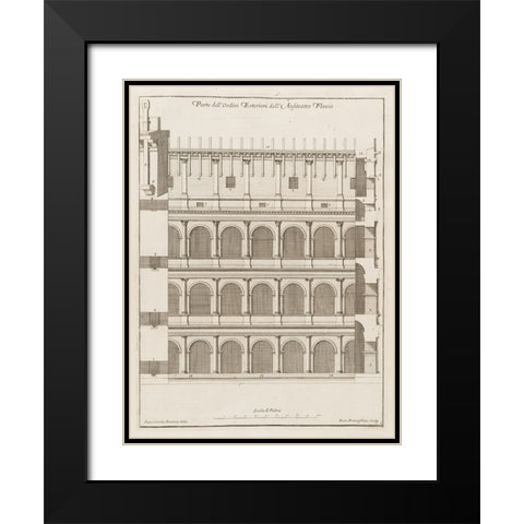 Antiquities of Pola, Ancient Blueprints V Black Modern Wood Framed Art Print with Double Matting by Unknown