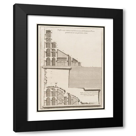 Antiquities of Pola, Ancient Blueprints VI Black Modern Wood Framed Art Print with Double Matting by Unknown