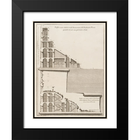 Antiquities of Pola, Ancient Blueprints VI Black Modern Wood Framed Art Print with Double Matting by Unknown