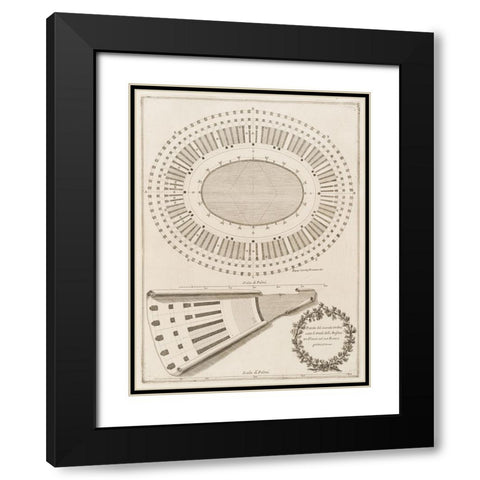 Antiquities of Pola, Ancient Blueprints VII Black Modern Wood Framed Art Print with Double Matting by Unknown