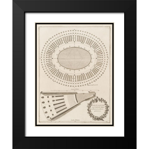 Antiquities of Pola, Ancient Blueprints VII Black Modern Wood Framed Art Print with Double Matting by Unknown