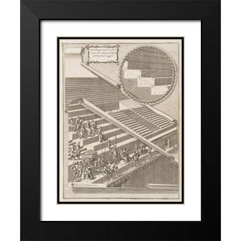 Antiquities of Pola, Ancient Blueprints X Black Modern Wood Framed Art Print with Double Matting by Unknown