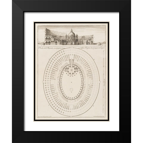 Antiquities of Pola, Ancient Blueprints XI Black Modern Wood Framed Art Print with Double Matting by Unknown