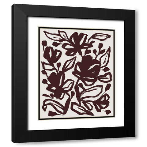 Oxide Floral II Black Modern Wood Framed Art Print with Double Matting by Vess, June Erica